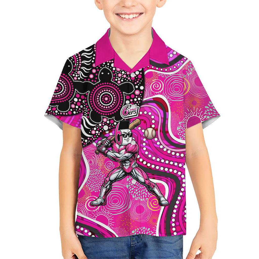 Sydney Sixers Kid Hawaiian Shirt Indigenous Dot Art Superhero Batter Tribal Pattern