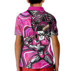 Sydney Sixers Kid Polo Shirt Indigenous Dot Art Superhero Batter Tribal Pattern