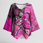 Sydney Sixers Kimono Sleeve Blouse Indigenous Dot Art Superhero Batter Tribal Pattern