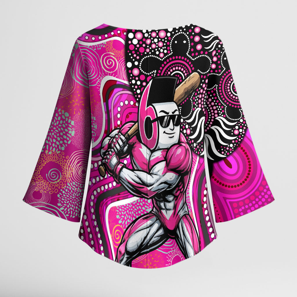Sydney Sixers Kimono Sleeve Blouse Indigenous Dot Art Superhero Batter Tribal Pattern