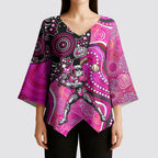 Sydney Sixers Kimono Sleeve Blouse Indigenous Dot Art Superhero Batter Tribal Pattern