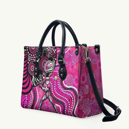 Sydney Sixers Leather Bag Indigenous Dot Art Superhero Batter Tribal Pattern