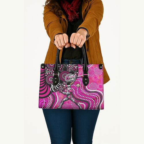 Sydney Sixers Leather Bag Indigenous Dot Art Superhero Batter Tribal Pattern