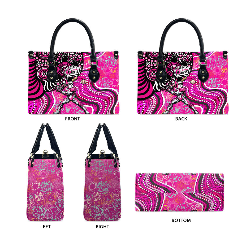 Sydney Sixers Leather Bag Indigenous Dot Art Superhero Batter Tribal Pattern