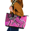 Sydney Sixers Leather Tote Bag Indigenous Dot Art Superhero Batter Tribal Pattern