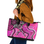 Sydney Sixers Leather Tote Bag Indigenous Dot Art Superhero Batter Tribal Pattern