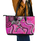 Sydney Sixers Leather Tote Bag Indigenous Dot Art Superhero Batter Tribal Pattern