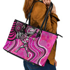 Sydney Sixers Leather Tote Bag Indigenous Dot Art Superhero Batter Tribal Pattern