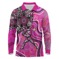 Sydney Sixers Long Sleeve Polo Shirt Indigenous Dot Art Superhero Batter Tribal Pattern