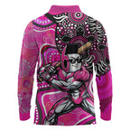 Sydney Sixers Long Sleeve Polo Shirt Indigenous Dot Art Superhero Batter Tribal Pattern