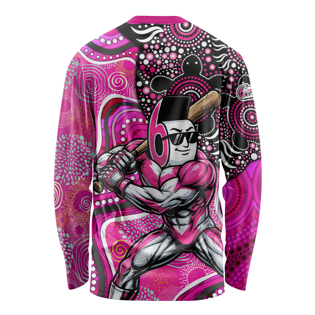 Sydney Sixers Long Sleeve Shirt Indigenous Dot Art Superhero Batter Tribal Pattern