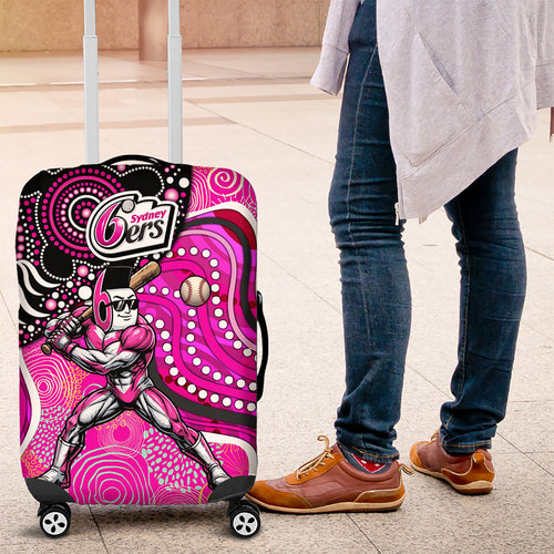 Sydney Sixers Luggage Cover Indigenous Dot Art Superhero Batter Tribal Pattern