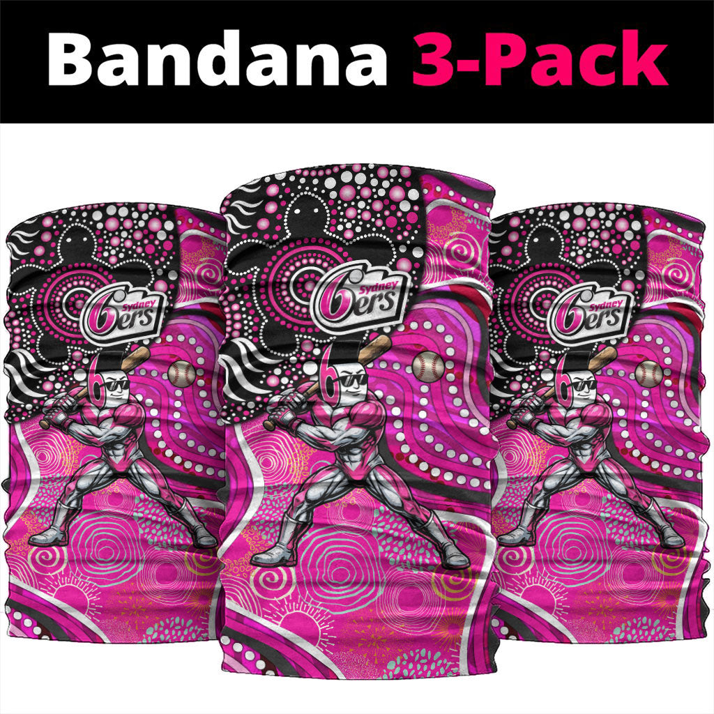 Sydney Sixers Neck Gaiter Indigenous Dot Art Superhero Batter Tribal Pattern