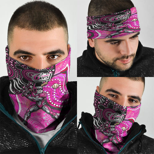 Sydney Sixers Neck Gaiter Indigenous Dot Art Superhero Batter Tribal Pattern
