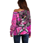 Sydney Sixers Off Shoulder Sweater Indigenous Dot Art Superhero Batter Tribal Pattern