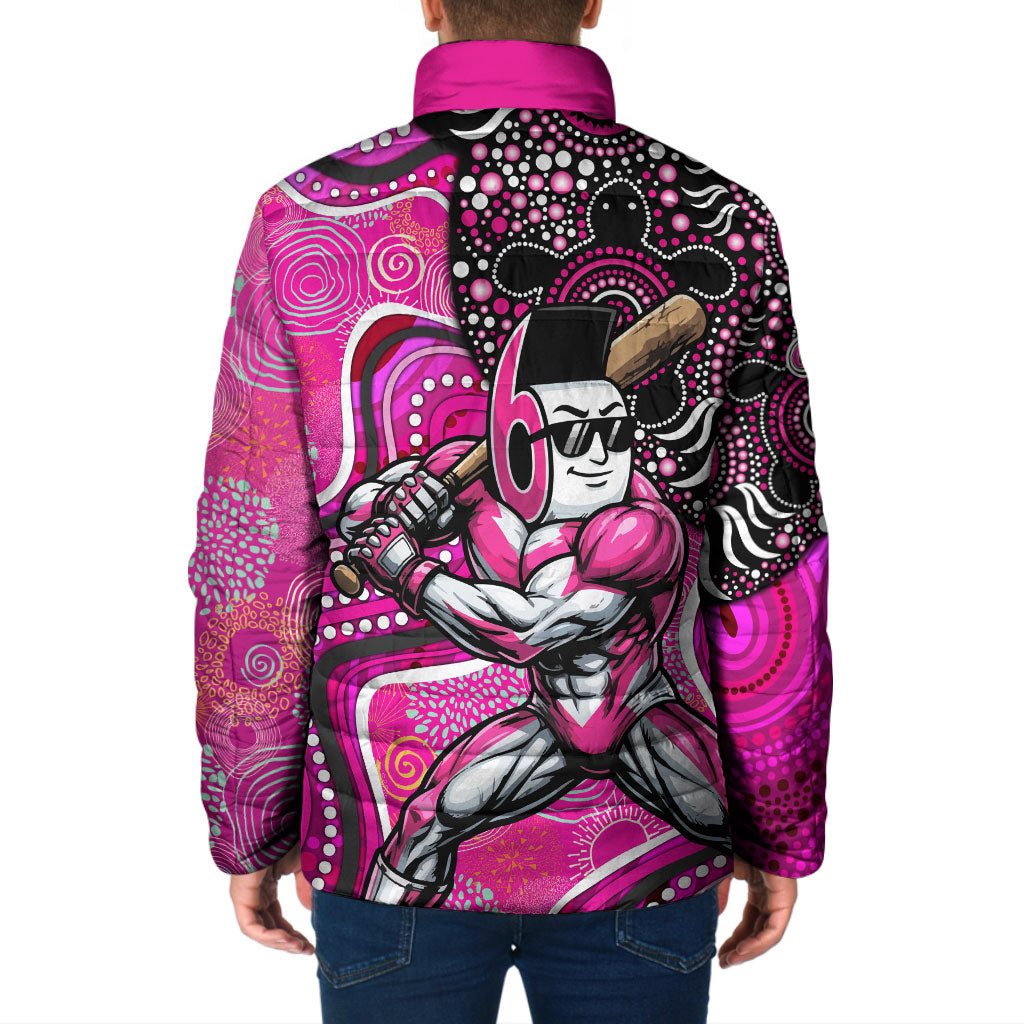 Sydney Sixers Padded Jacket Indigenous Dot Art Superhero Batter Tribal Pattern