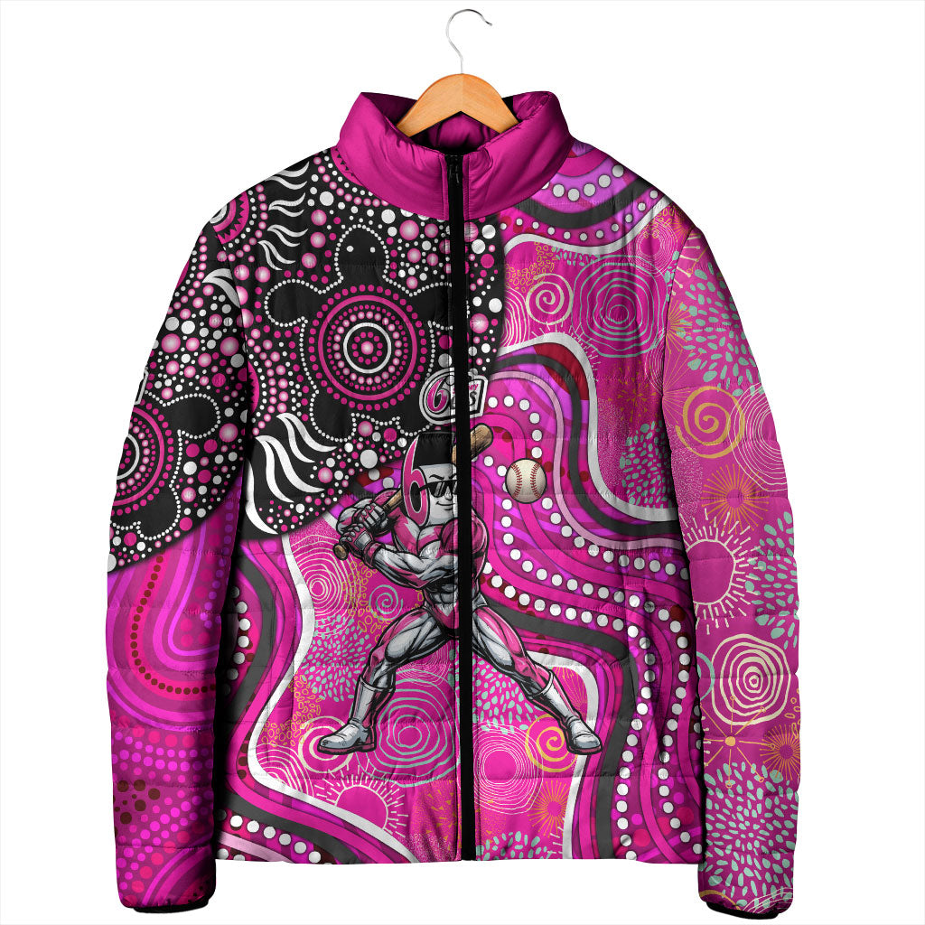 Sydney Sixers Padded Jacket Indigenous Dot Art Superhero Batter Tribal Pattern