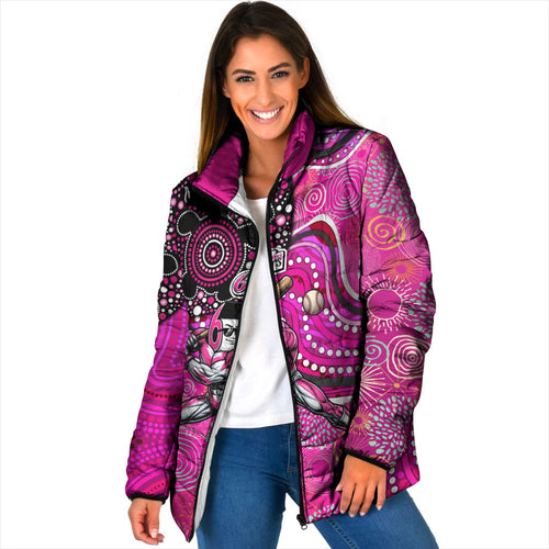 Sydney Sixers Padded Jacket Indigenous Dot Art Superhero Batter Tribal Pattern