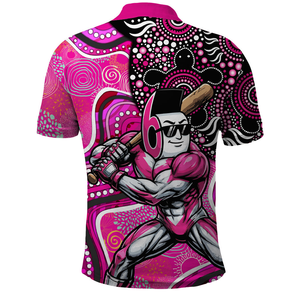 Sydney Sixers Polo Shirt Indigenous Dot Art Superhero Batter Tribal Pattern