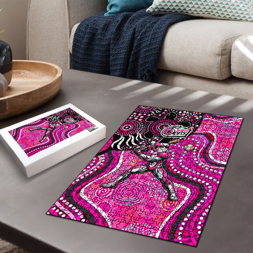 Sydney Sixers Puzzle Indigenous Dot Art Superhero Batter Tribal Pattern