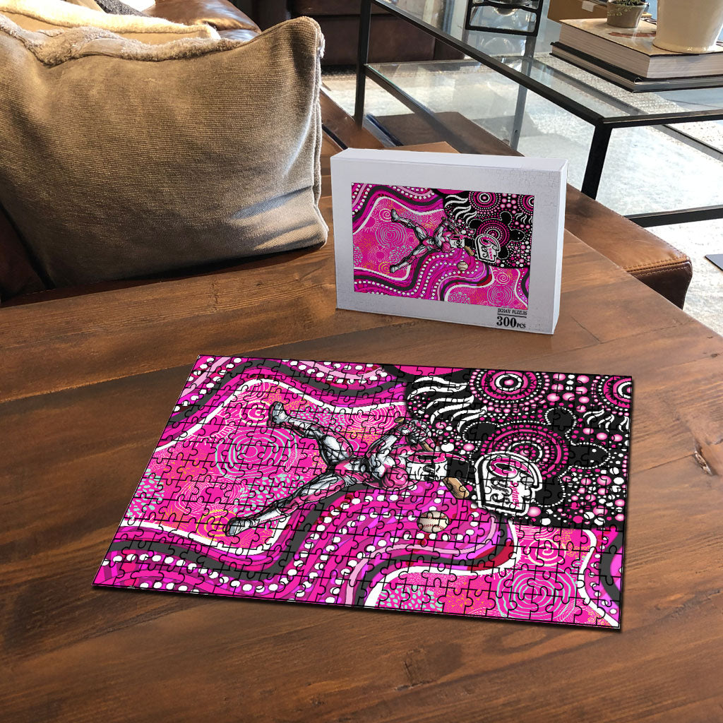 Sydney Sixers Puzzle Indigenous Dot Art Superhero Batter Tribal Pattern