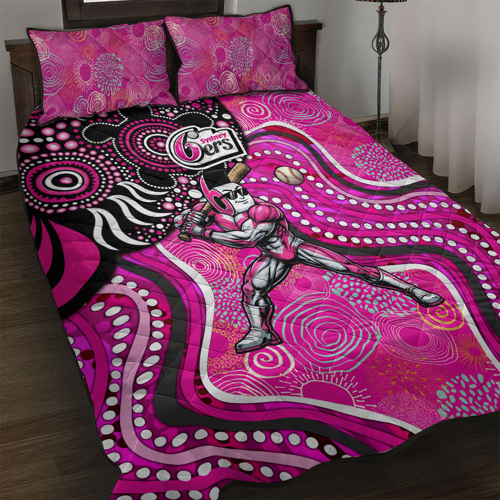 Sydney Sixers Quilt Bed Set Indigenous Dot Art Superhero Batter Tribal Pattern