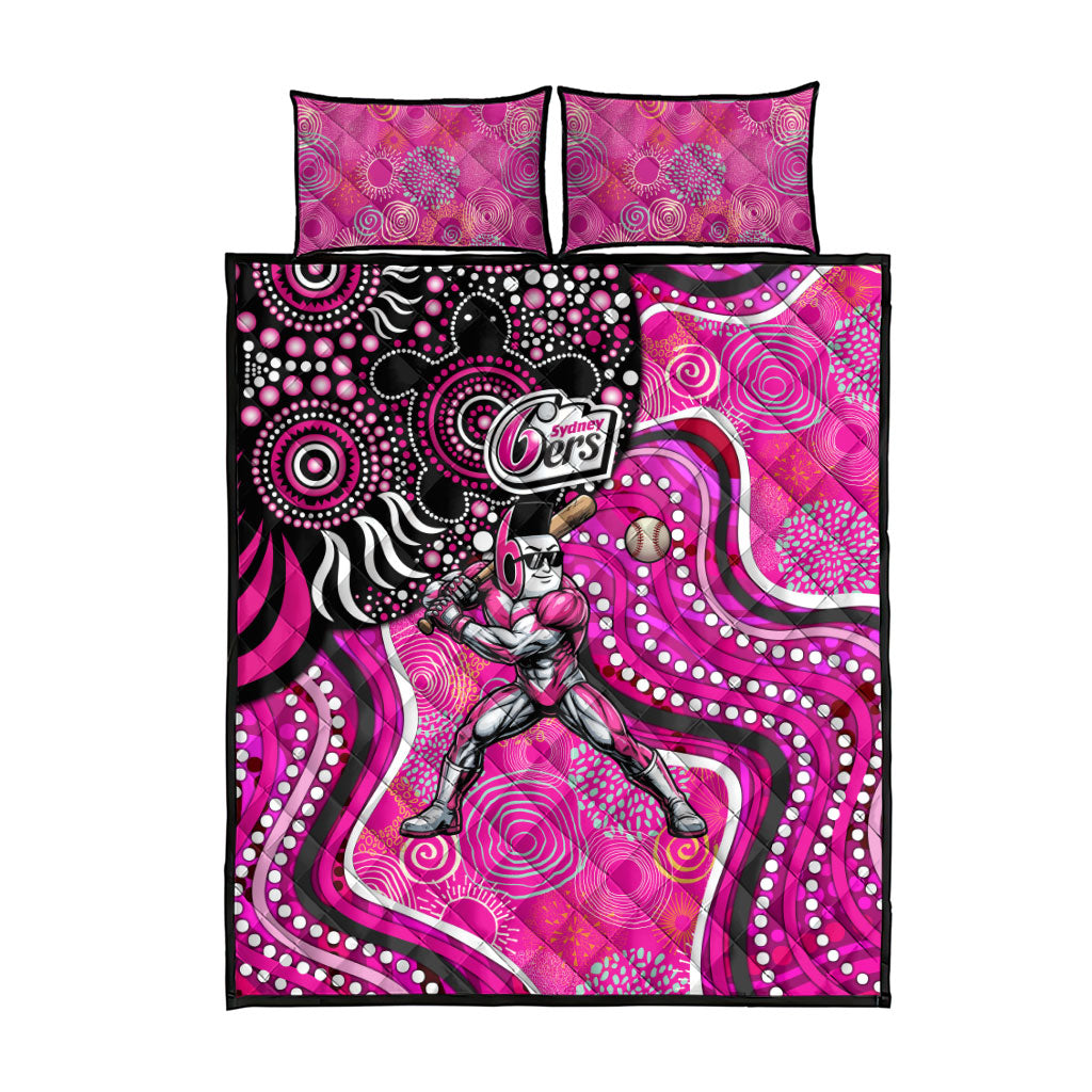 Sydney Sixers Quilt Bed Set Indigenous Dot Art Superhero Batter Tribal Pattern
