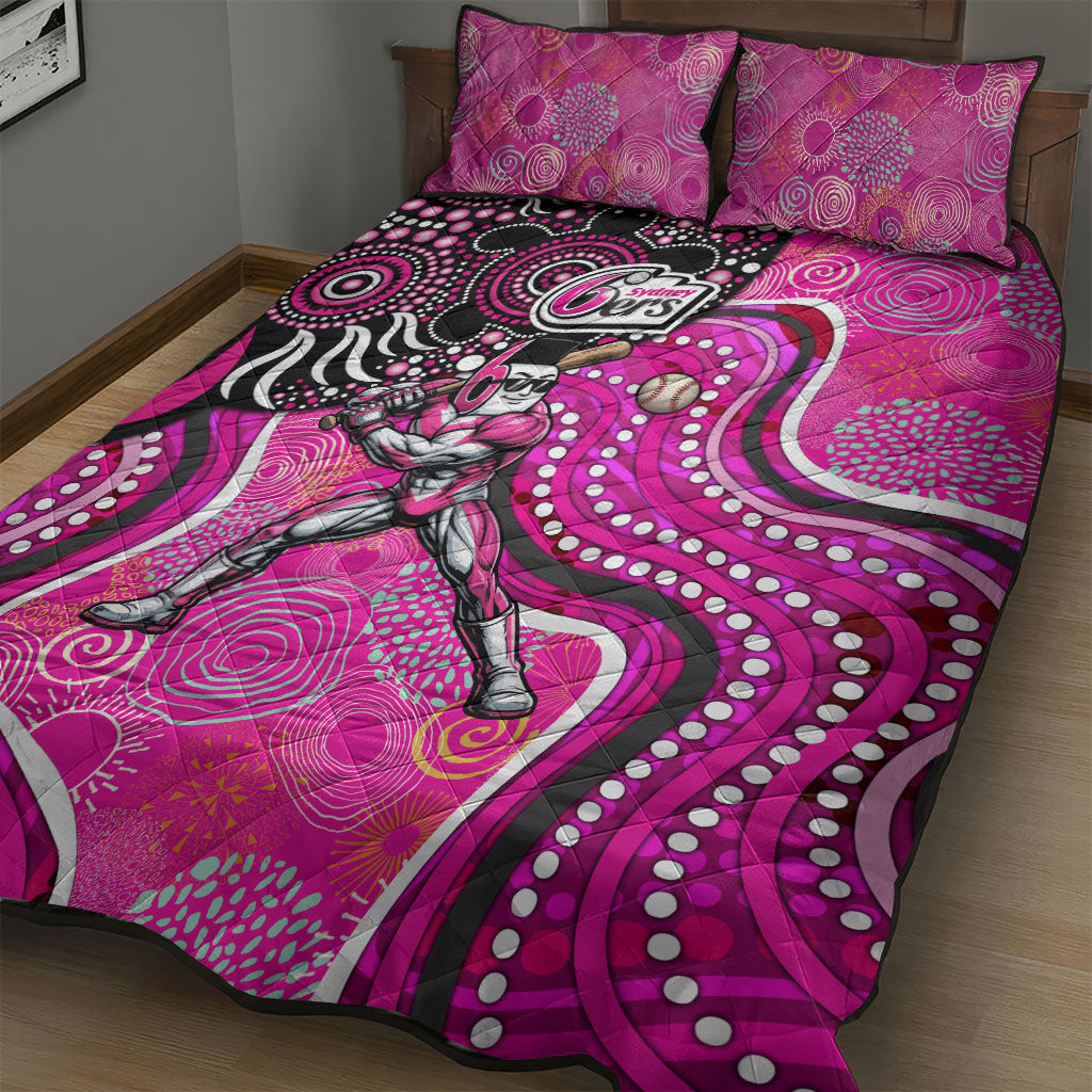 Sydney Sixers Quilt Bed Set Indigenous Dot Art Superhero Batter Tribal Pattern