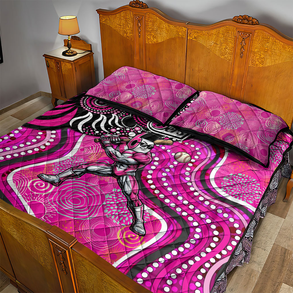 Sydney Sixers Quilt Bed Set Indigenous Dot Art Superhero Batter Tribal Pattern
