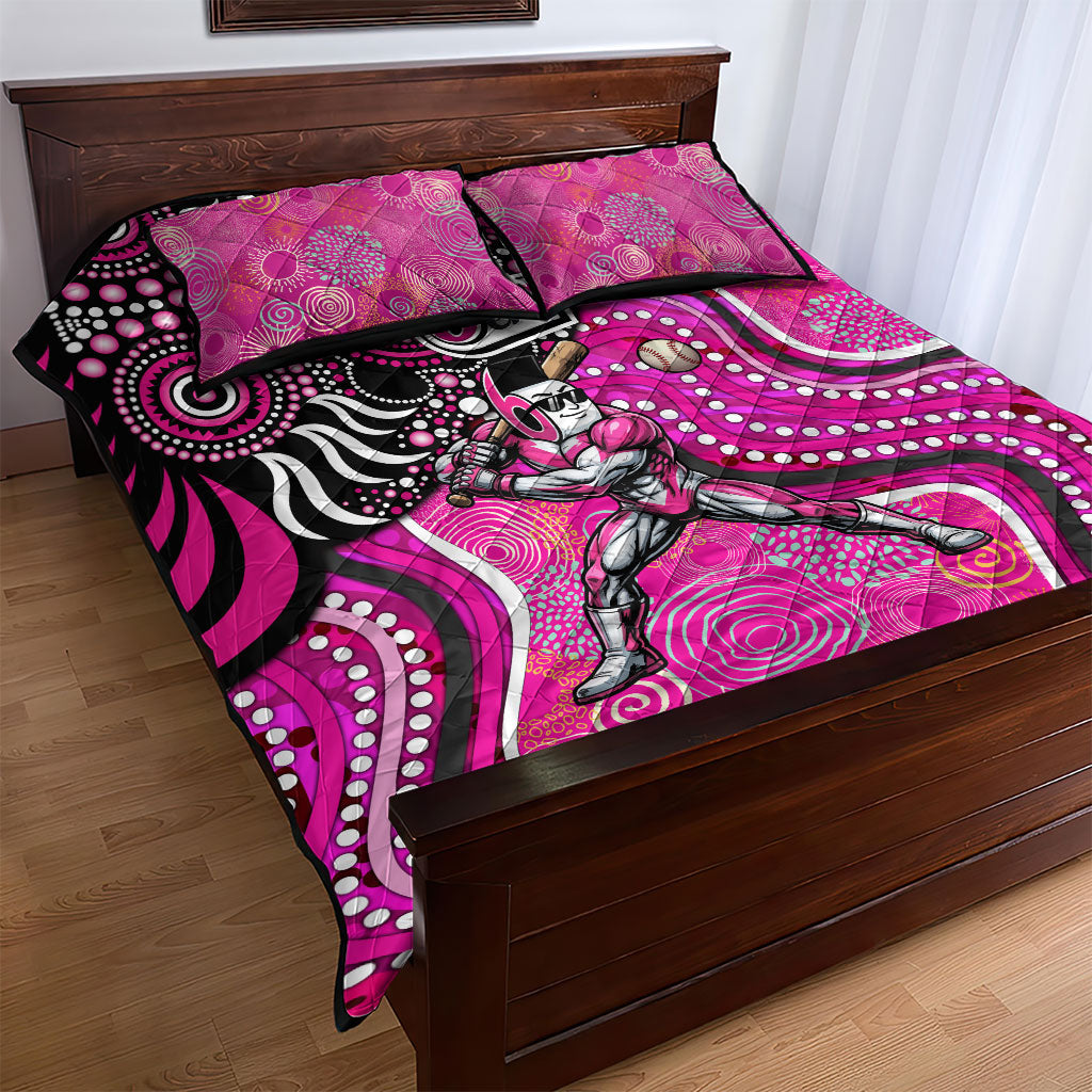 Sydney Sixers Quilt Bed Set Indigenous Dot Art Superhero Batter Tribal Pattern