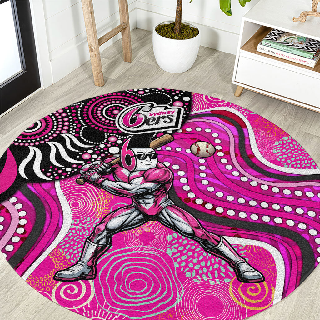 Sydney Sixers Round Carpet Indigenous Dot Art Superhero Batter Tribal Pattern