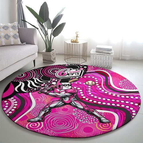 Sydney Sixers Round Carpet Indigenous Dot Art Superhero Batter Tribal Pattern