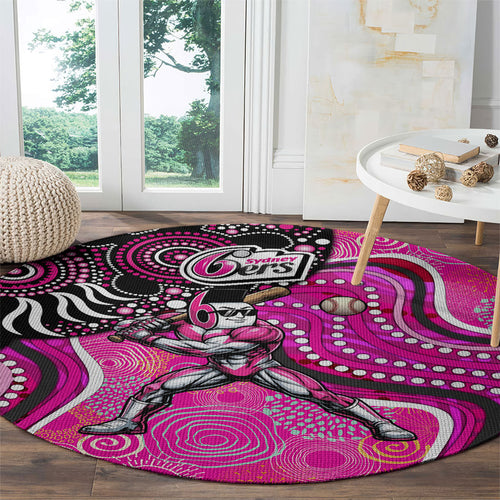 Sydney Sixers Round Carpet Indigenous Dot Art Superhero Batter Tribal Pattern