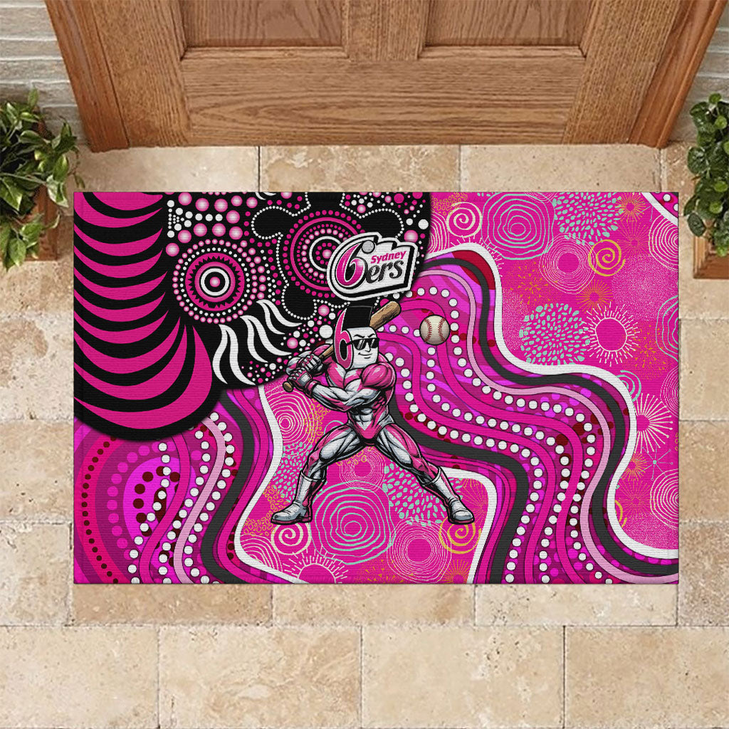 Sydney Sixers Rubber Doormat Indigenous Dot Art Superhero Batter Tribal Pattern