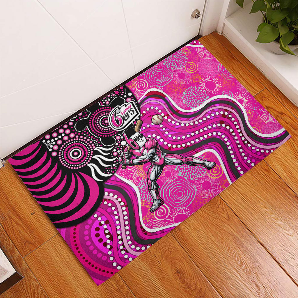 Sydney Sixers Rubber Doormat Indigenous Dot Art Superhero Batter Tribal Pattern