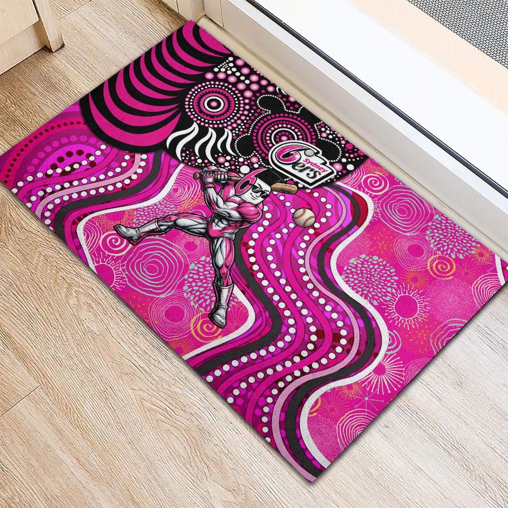 Sydney Sixers Rubber Doormat Indigenous Dot Art Superhero Batter Tribal Pattern