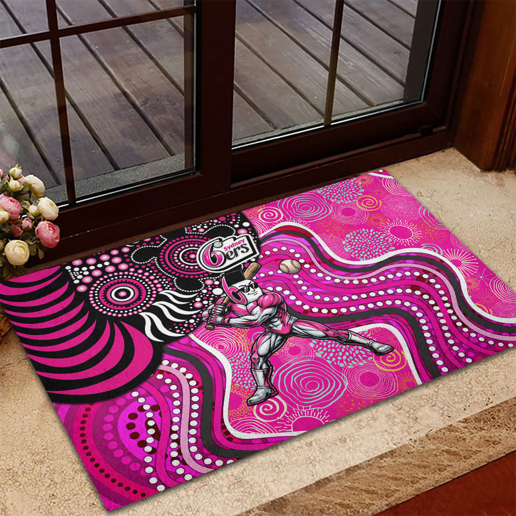 Sydney Sixers Rubber Doormat Indigenous Dot Art Superhero Batter Tribal Pattern