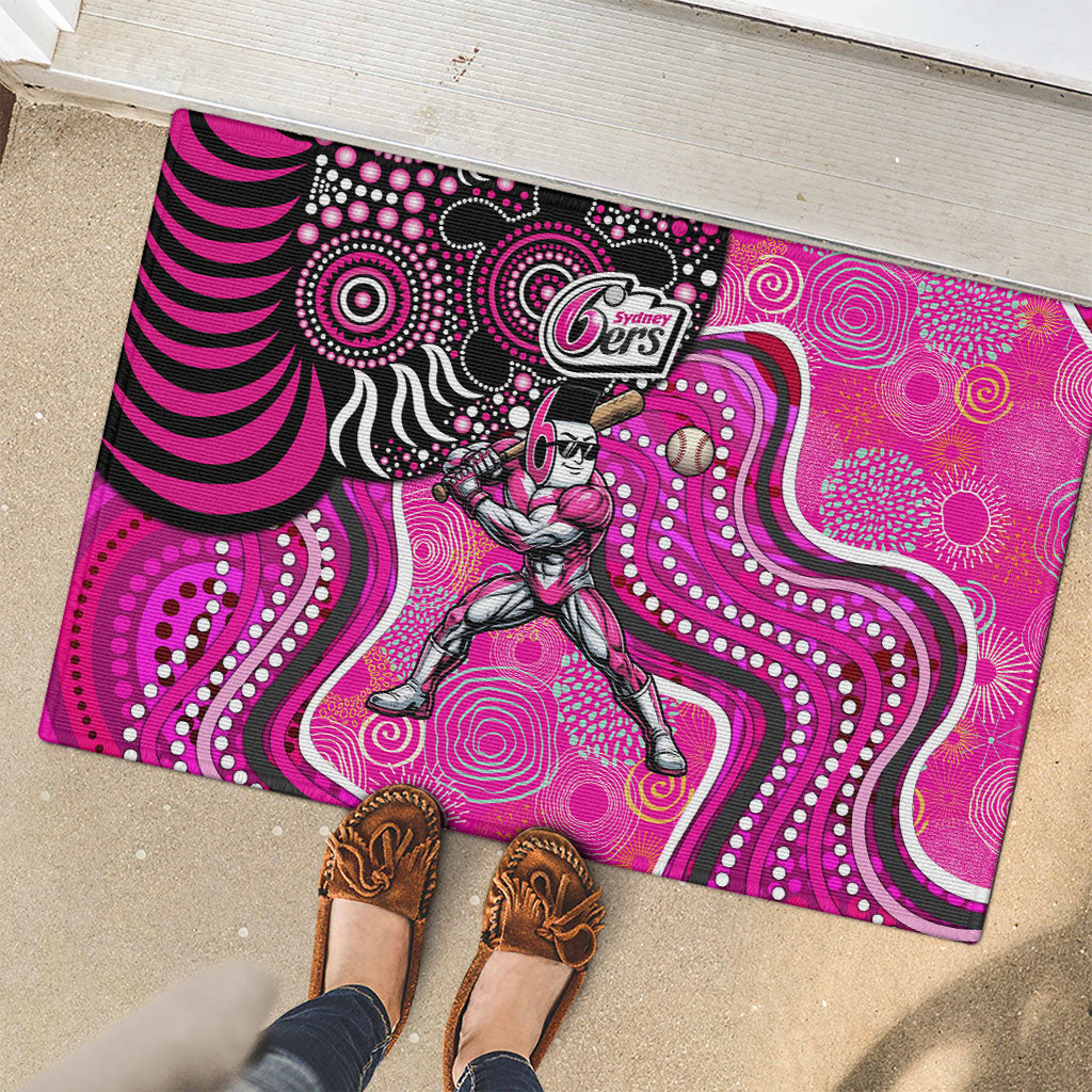 Sydney Sixers Rubber Doormat Indigenous Dot Art Superhero Batter Tribal Pattern