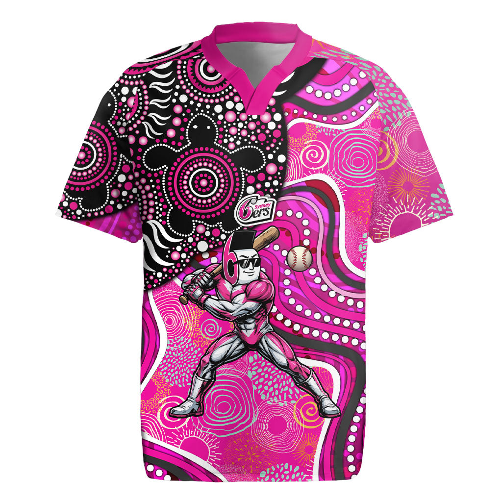 Sydney Sixers Rugby Jersey Indigenous Dot Art Superhero Batter Tribal Pattern