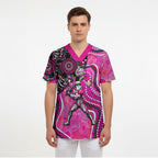 Sydney Sixers Scrub Top Indigenous Dot Art Superhero Batter Tribal Pattern