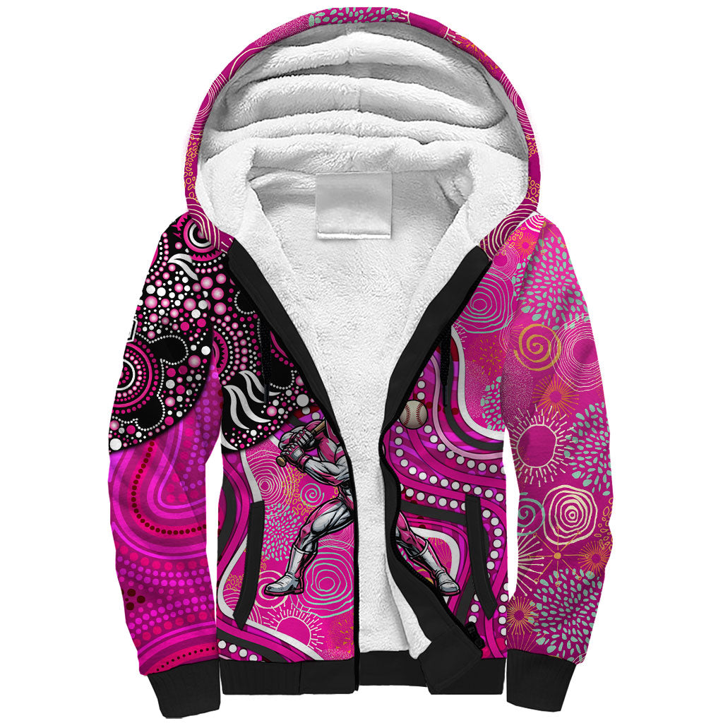 Sydney Sixers Sherpa Hoodie Indigenous Dot Art Superhero Batter Tribal Pattern