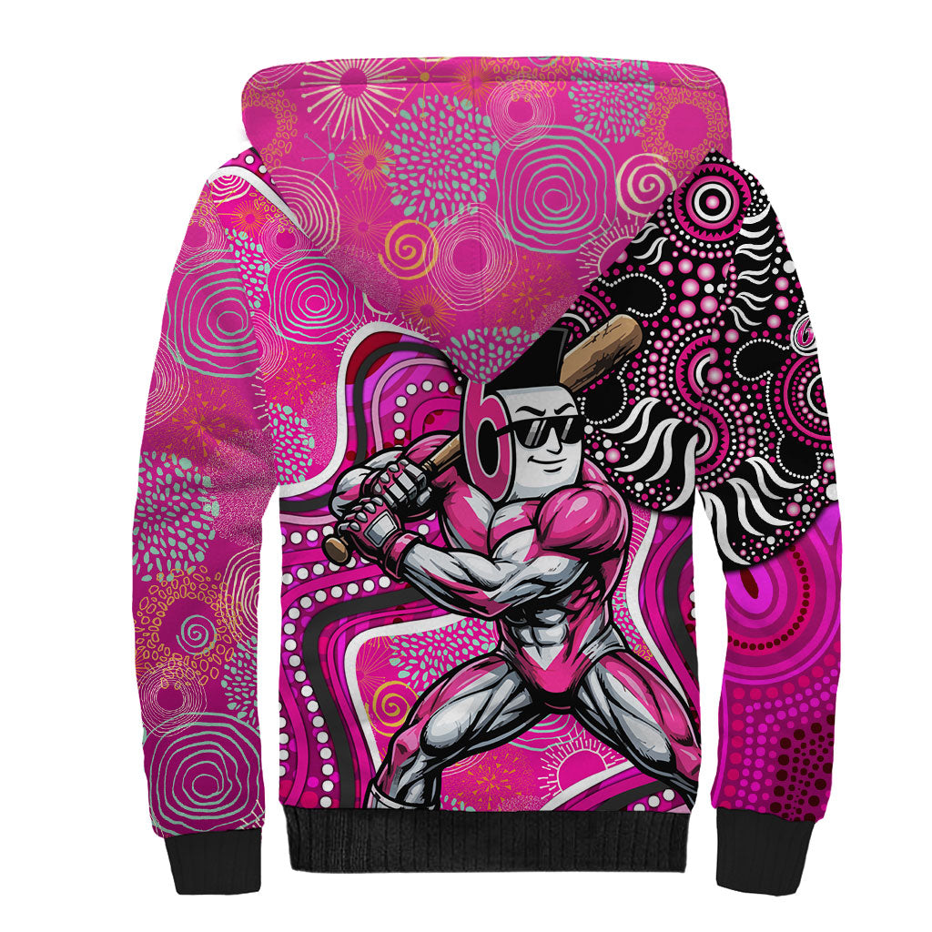 Sydney Sixers Sherpa Hoodie Indigenous Dot Art Superhero Batter Tribal Pattern