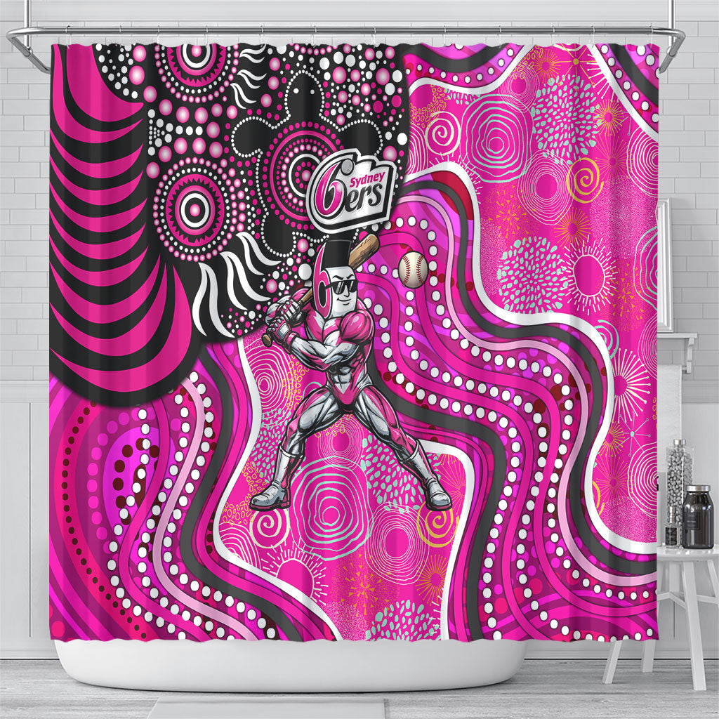 Sydney Sixers Shower Curtain Indigenous Dot Art Superhero Batter Tribal Pattern