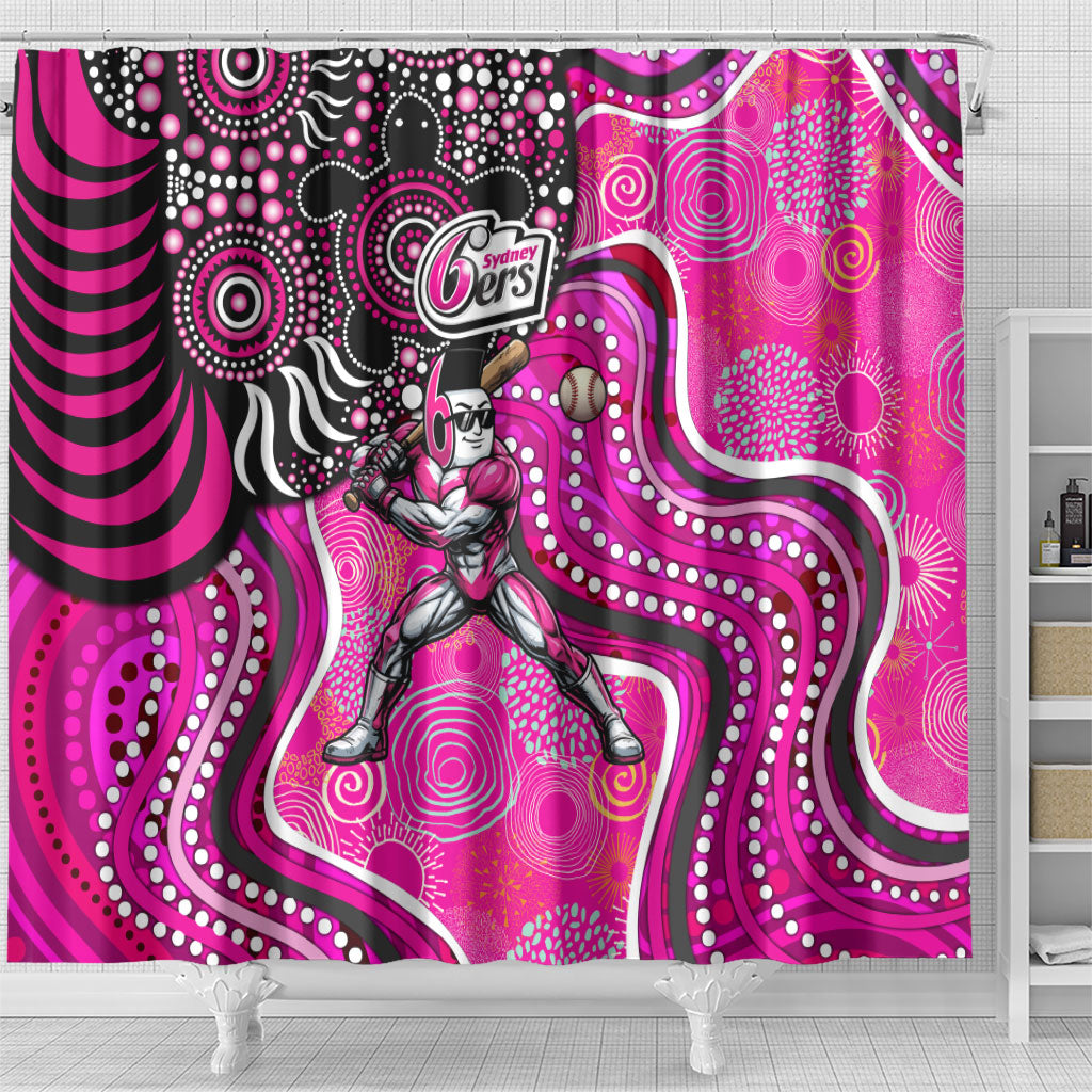 Sydney Sixers Shower Curtain Indigenous Dot Art Superhero Batter Tribal Pattern