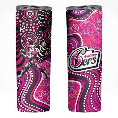 Sydney Sixers Skinny Tumbler Indigenous Dot Art Superhero Batter Tribal Pattern
