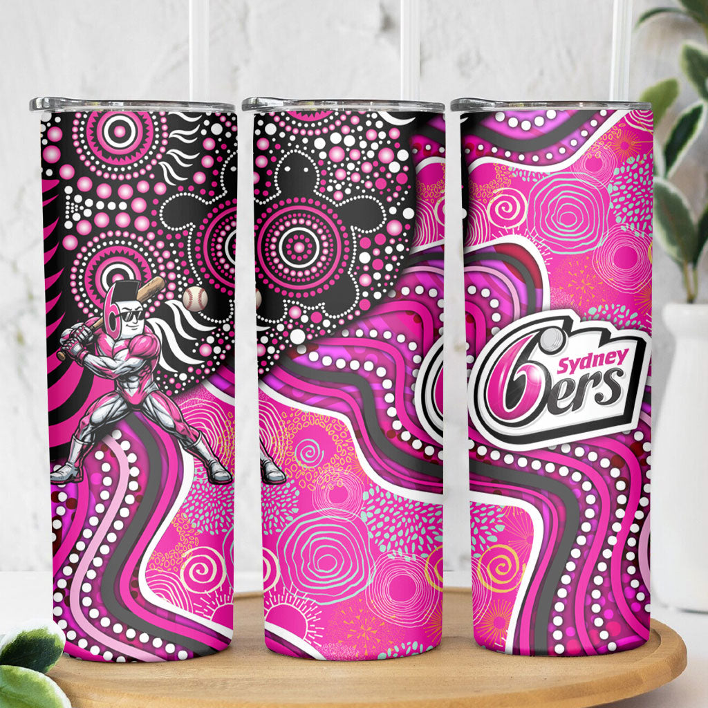 Sydney Sixers Skinny Tumbler Indigenous Dot Art Superhero Batter Tribal Pattern
