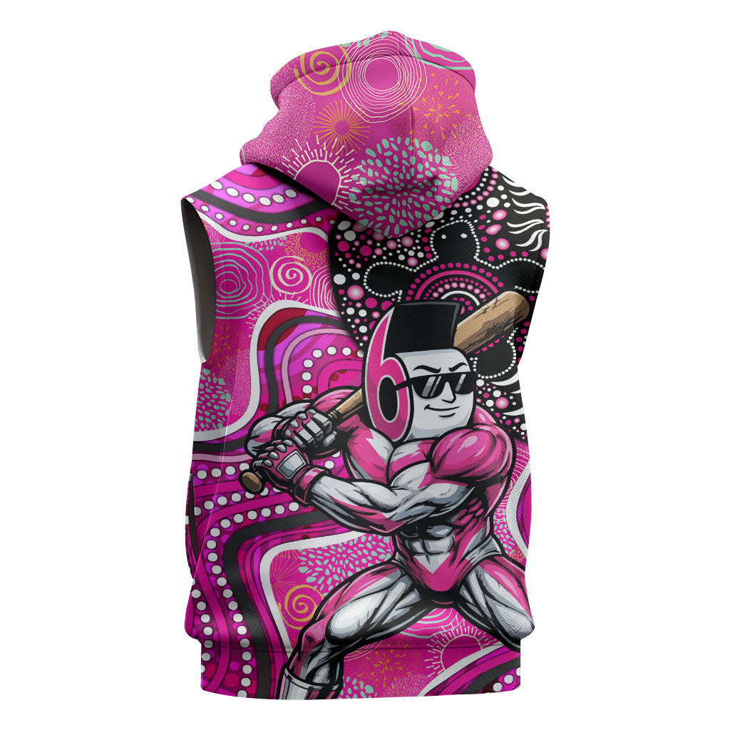 Sydney Sixers Sleeveless Hoodie Indigenous Dot Art Superhero Batter Tribal Pattern