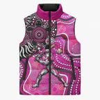 Sydney Sixers Sleeveless Puffer Jacket Indigenous Dot Art Superhero Batter Tribal Pattern