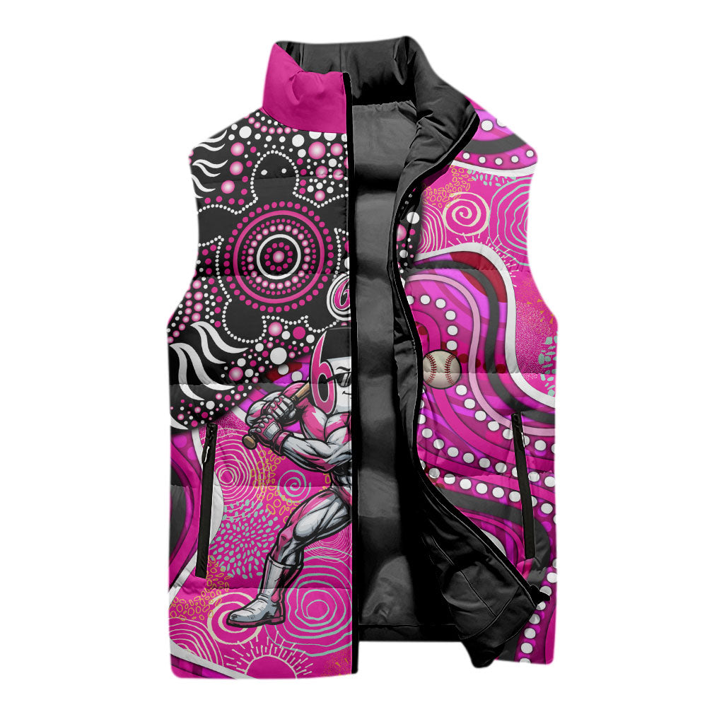 Sydney Sixers Sleeveless Puffer Jacket Indigenous Dot Art Superhero Batter Tribal Pattern