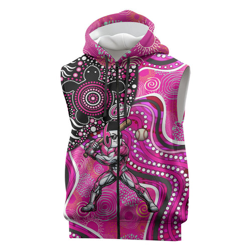 Sydney Sixers Sleeveless Zip Hoodie Indigenous Dot Art Superhero Batter Tribal Pattern